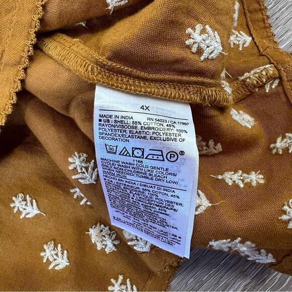 Nwt old navy mustard yellow smocked‎ embroidered puff sleeve blouse - Picture 7 of 7